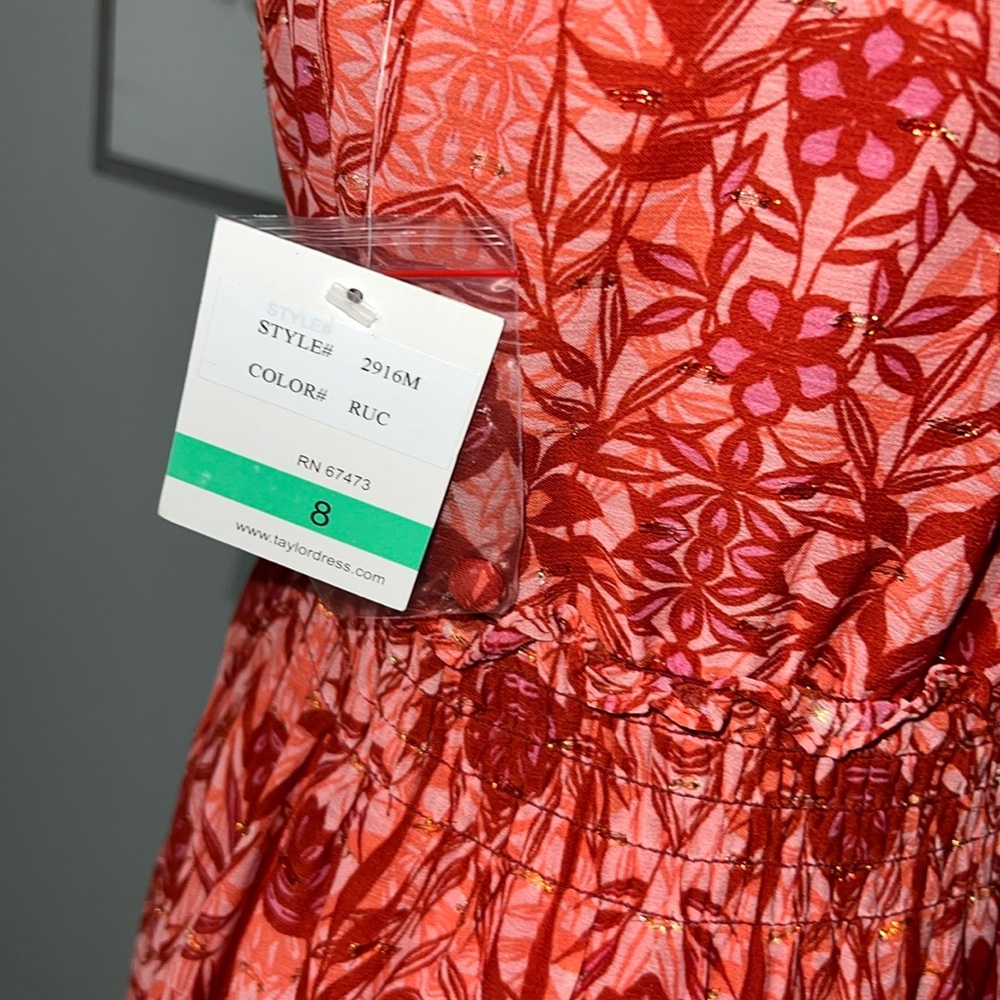 Taylor Women's Floral Printed Mock-Neck Dress Sz 8 🧡 - Picture 10 of 12
